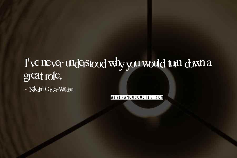 Nikolaj Coster-Waldau Quotes: I've never understood why you would turn down a great role.