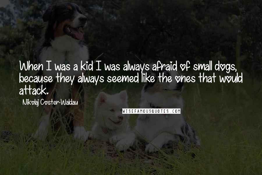 Nikolaj Coster-Waldau Quotes: When I was a kid I was always afraid of small dogs, because they always seemed like the ones that would attack.