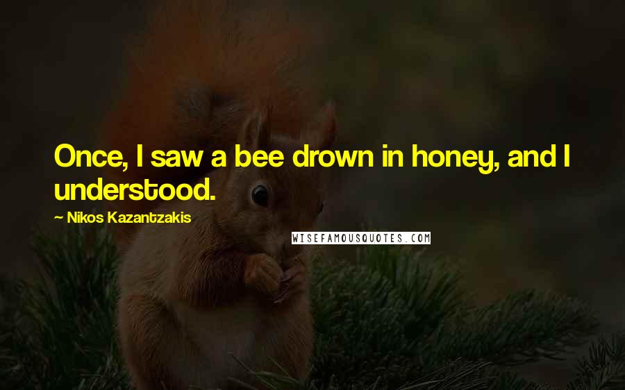 Nikos Kazantzakis Quotes: Once, I saw a bee drown in honey, and I understood.