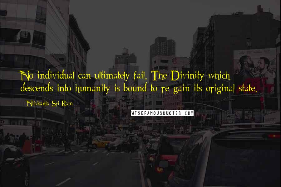 Nilakanta Sri Ram Quotes: No individual can ultimately fail. The Divinity which descends into humanity is bound to re-gain its original state.