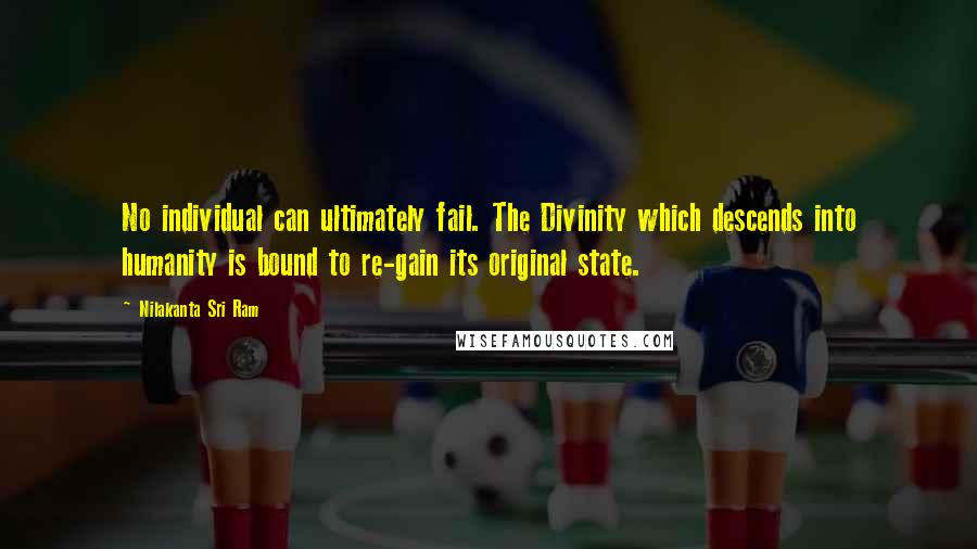 Nilakanta Sri Ram Quotes: No individual can ultimately fail. The Divinity which descends into humanity is bound to re-gain its original state.