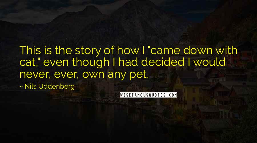 Nils Uddenberg Quotes: This is the story of how I "came down with cat," even though I had decided I would never, ever, own any pet.