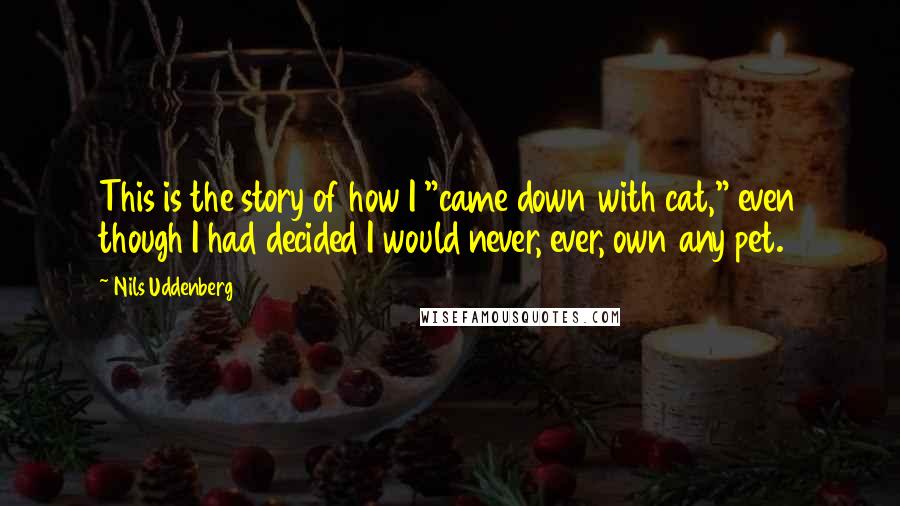 Nils Uddenberg Quotes: This is the story of how I "came down with cat," even though I had decided I would never, ever, own any pet.