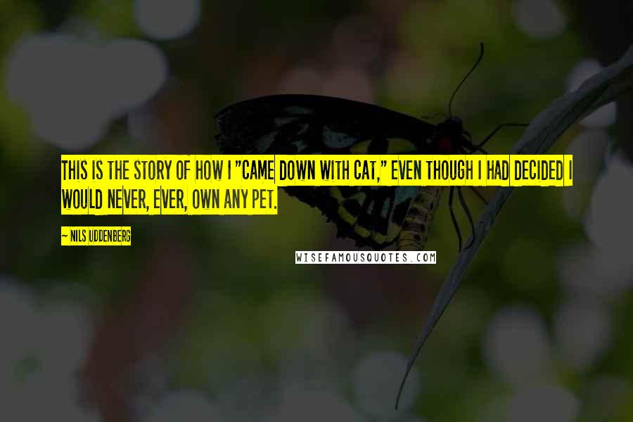 Nils Uddenberg Quotes: This is the story of how I "came down with cat," even though I had decided I would never, ever, own any pet.