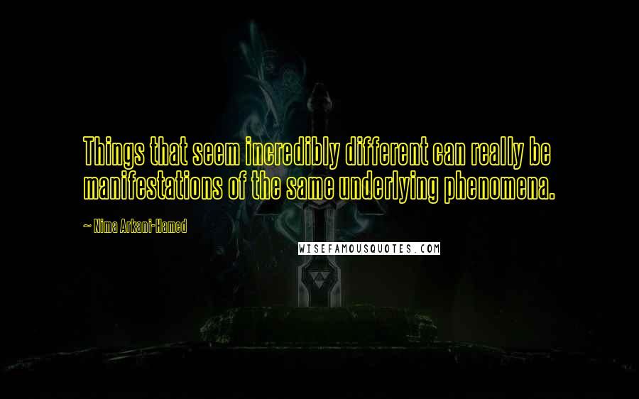 Nima Arkani-Hamed Quotes: Things that seem incredibly different can really be manifestations of the same underlying phenomena.