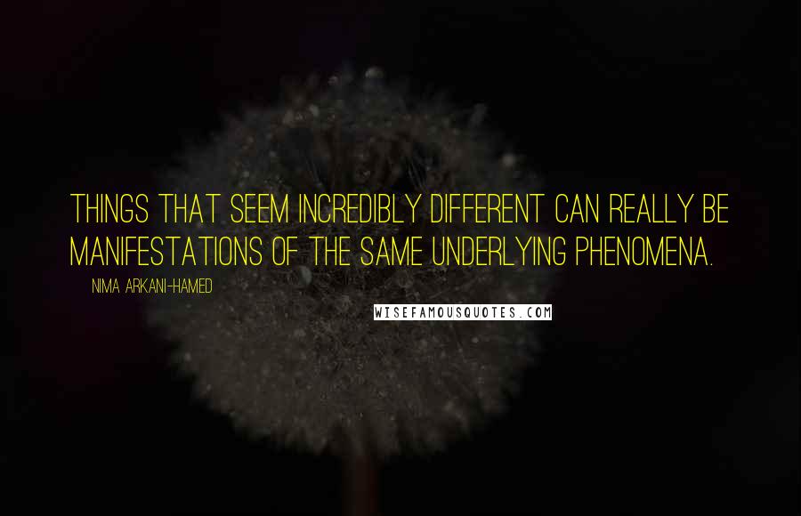 Nima Arkani-Hamed Quotes: Things that seem incredibly different can really be manifestations of the same underlying phenomena.