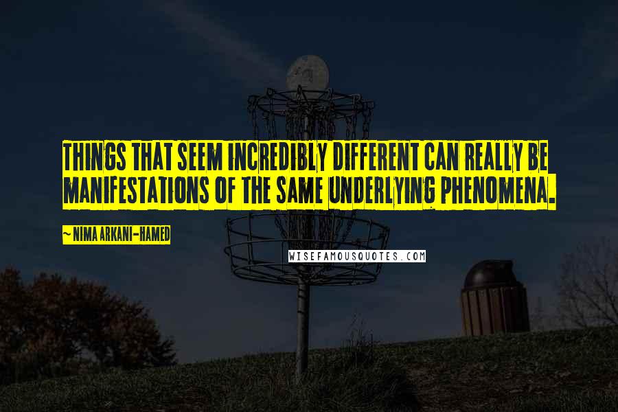 Nima Arkani-Hamed Quotes: Things that seem incredibly different can really be manifestations of the same underlying phenomena.