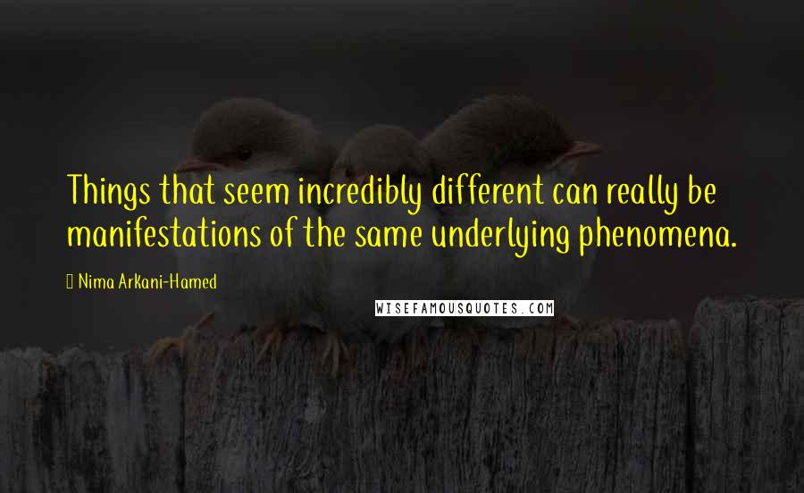 Nima Arkani-Hamed Quotes: Things that seem incredibly different can really be manifestations of the same underlying phenomena.