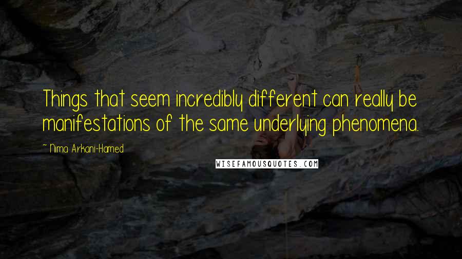 Nima Arkani-Hamed Quotes: Things that seem incredibly different can really be manifestations of the same underlying phenomena.