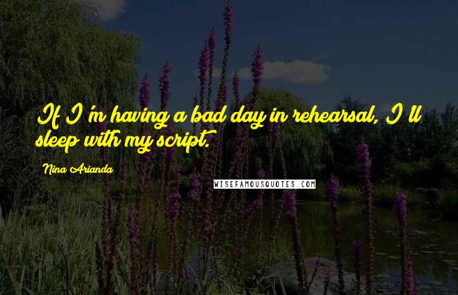 Nina Arianda Quotes: If I'm having a bad day in rehearsal, I'll sleep with my script.