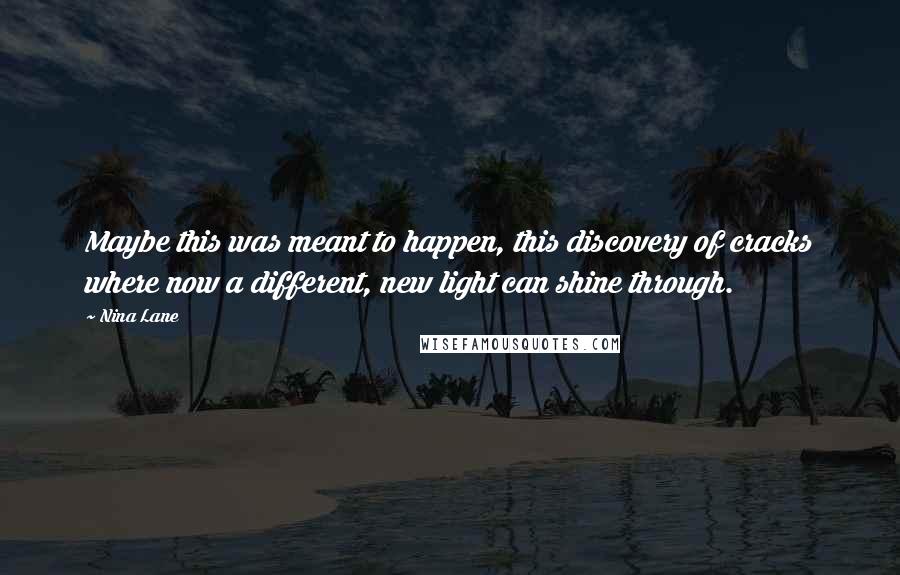 Nina Lane Quotes: Maybe this was meant to happen, this discovery of cracks where now a different, new light can shine through.
