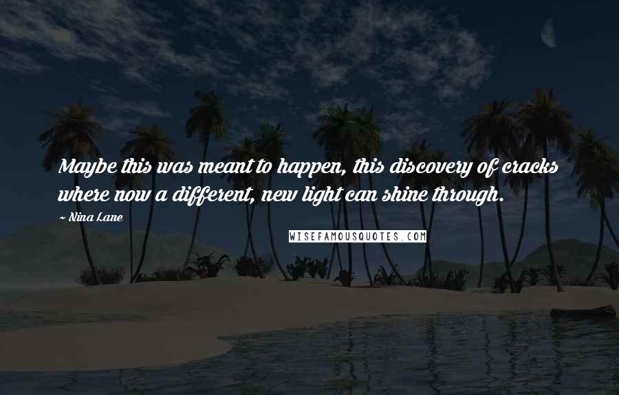 Nina Lane Quotes: Maybe this was meant to happen, this discovery of cracks where now a different, new light can shine through.