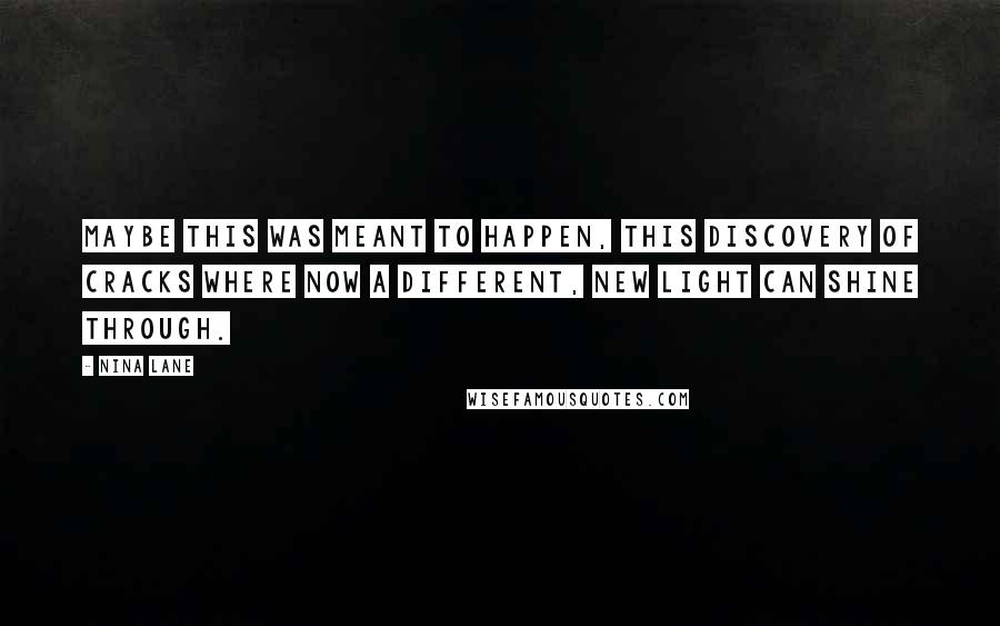 Nina Lane Quotes: Maybe this was meant to happen, this discovery of cracks where now a different, new light can shine through.