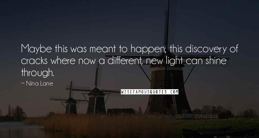 Nina Lane Quotes: Maybe this was meant to happen, this discovery of cracks where now a different, new light can shine through.