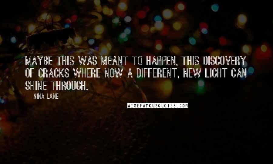 Nina Lane Quotes: Maybe this was meant to happen, this discovery of cracks where now a different, new light can shine through.