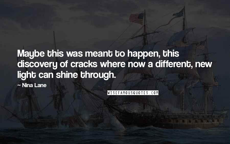 Nina Lane Quotes: Maybe this was meant to happen, this discovery of cracks where now a different, new light can shine through.