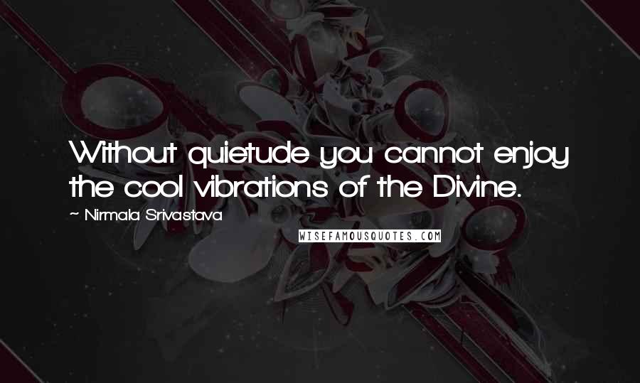 Nirmala Srivastava Quotes: Without quietude you cannot enjoy the cool vibrations of the Divine.