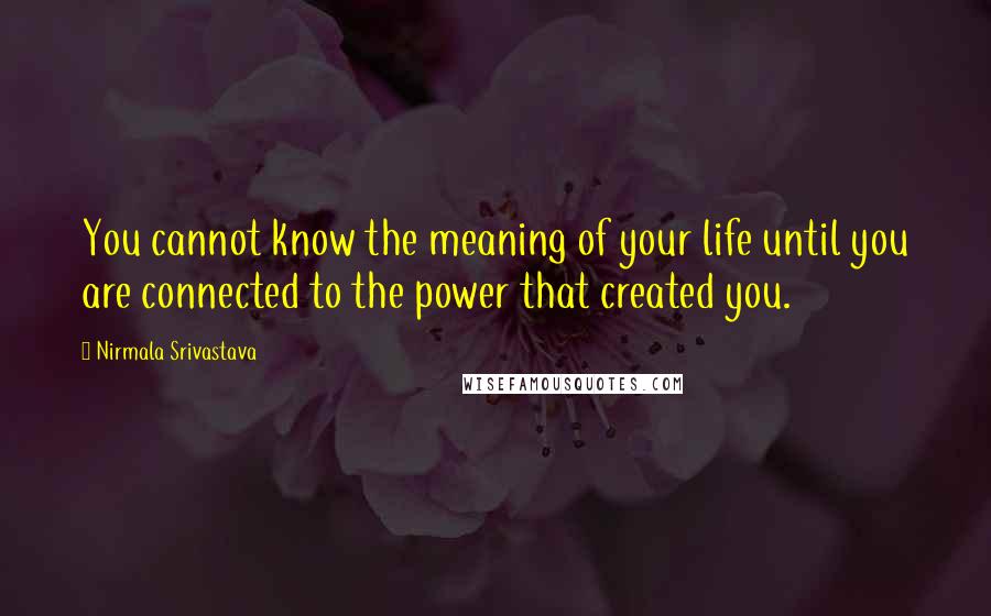 Nirmala Srivastava Quotes: You cannot know the meaning of your life until you are connected to the power that created you.