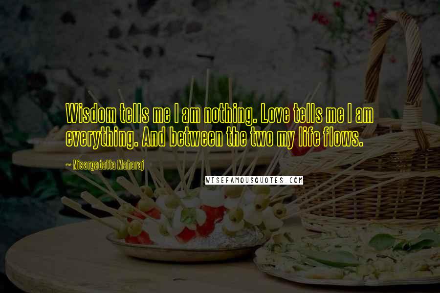 Nisargadatta Maharaj Quotes: Wisdom tells me I am nothing. Love tells me I am everything. And between the two my life flows.