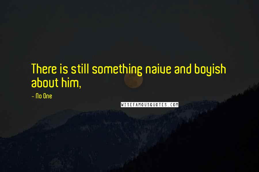 No One Quotes: There is still something naive and boyish about him,