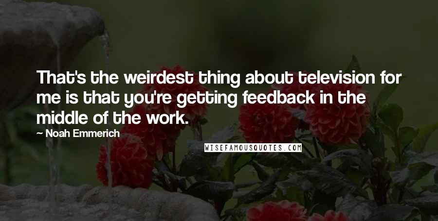 Noah Emmerich Quotes: That's the weirdest thing about television for me is that you're getting feedback in the middle of the work.