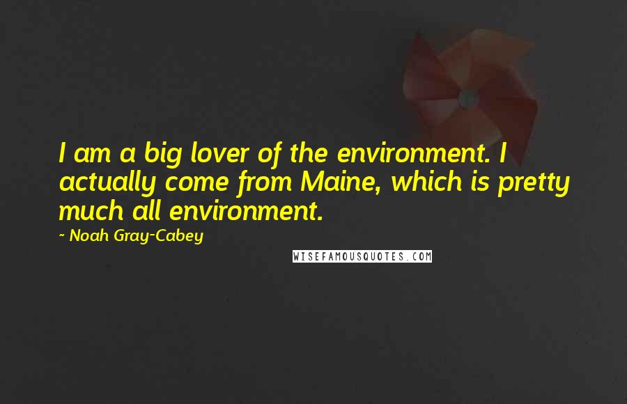 Noah Gray-Cabey Quotes: I am a big lover of the environment. I actually come from Maine, which is pretty much all environment.