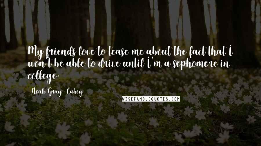 Noah Gray-Cabey Quotes: My friends love to tease me about the fact that I won't be able to drive until I'm a sophomore in college.