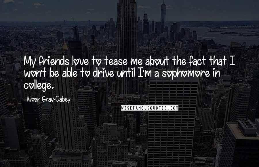 Noah Gray-Cabey Quotes: My friends love to tease me about the fact that I won't be able to drive until I'm a sophomore in college.