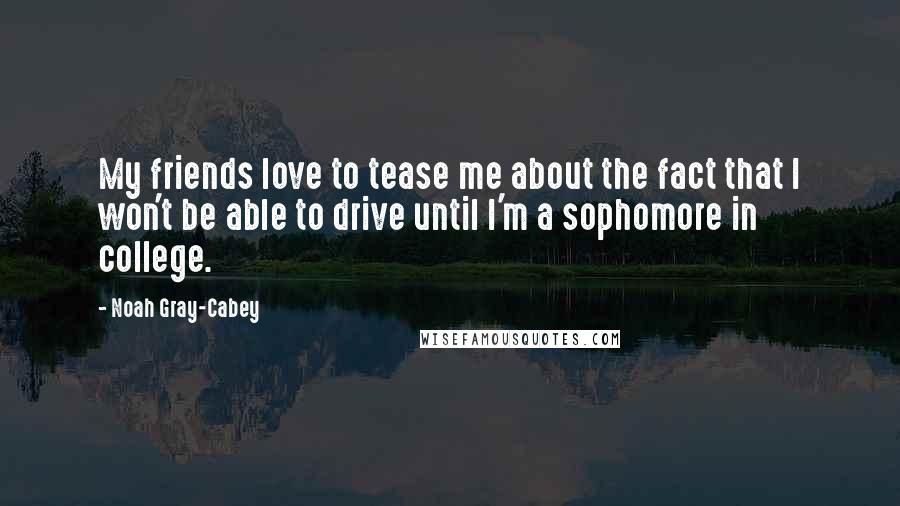 Noah Gray-Cabey Quotes: My friends love to tease me about the fact that I won't be able to drive until I'm a sophomore in college.