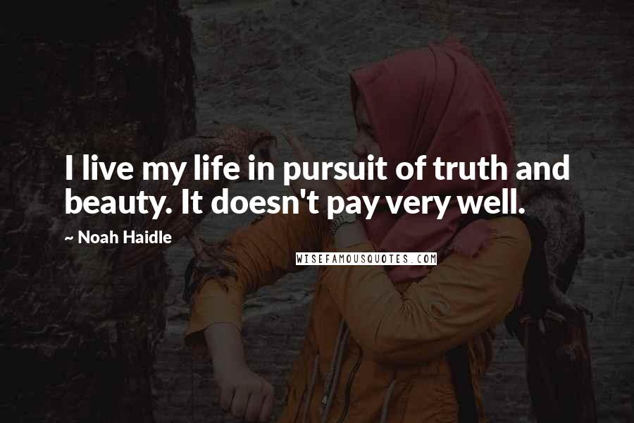 Noah Haidle Quotes: I live my life in pursuit of truth and beauty. It doesn't pay very well.