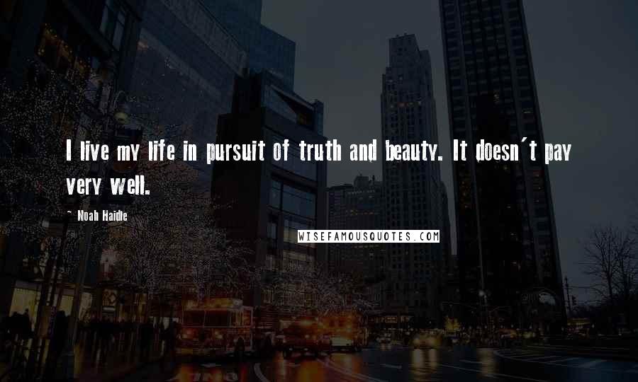 Noah Haidle Quotes: I live my life in pursuit of truth and beauty. It doesn't pay very well.