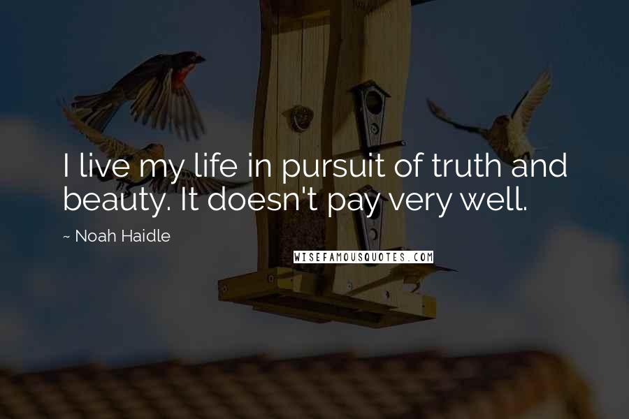 Noah Haidle Quotes: I live my life in pursuit of truth and beauty. It doesn't pay very well.