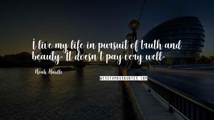 Noah Haidle Quotes: I live my life in pursuit of truth and beauty. It doesn't pay very well.