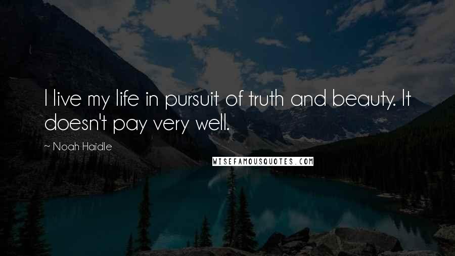 Noah Haidle Quotes: I live my life in pursuit of truth and beauty. It doesn't pay very well.