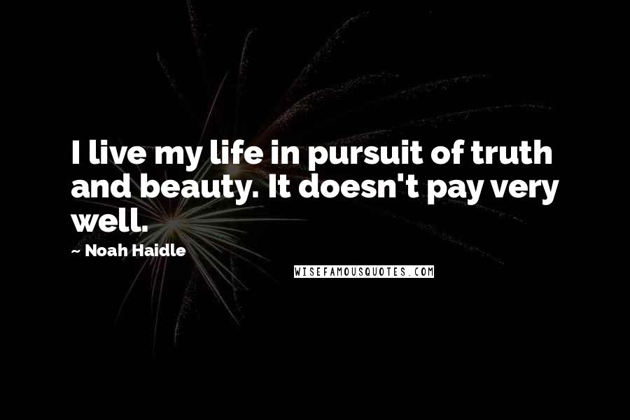 Noah Haidle Quotes: I live my life in pursuit of truth and beauty. It doesn't pay very well.