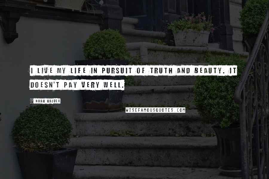 Noah Haidle Quotes: I live my life in pursuit of truth and beauty. It doesn't pay very well.