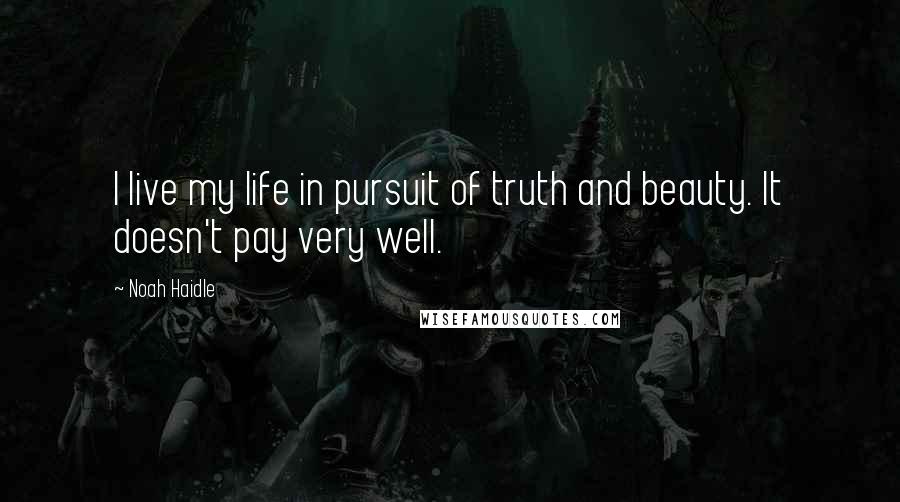 Noah Haidle Quotes: I live my life in pursuit of truth and beauty. It doesn't pay very well.