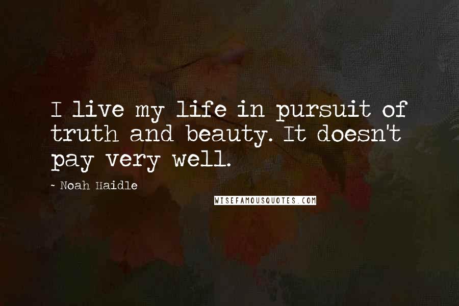 Noah Haidle Quotes: I live my life in pursuit of truth and beauty. It doesn't pay very well.