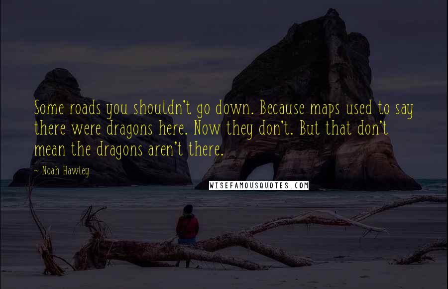 Noah Hawley Quotes: Some roads you shouldn't go down. Because maps used to say there were dragons here. Now they don't. But that don't mean the dragons aren't there.