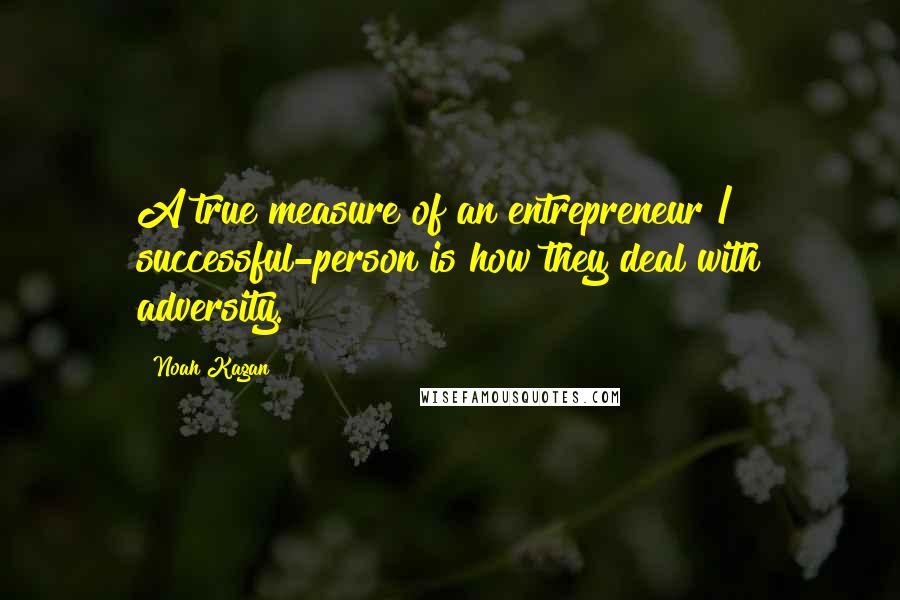 Noah Kagan Quotes: A true measure of an entrepreneur / successful-person is how they deal with adversity.