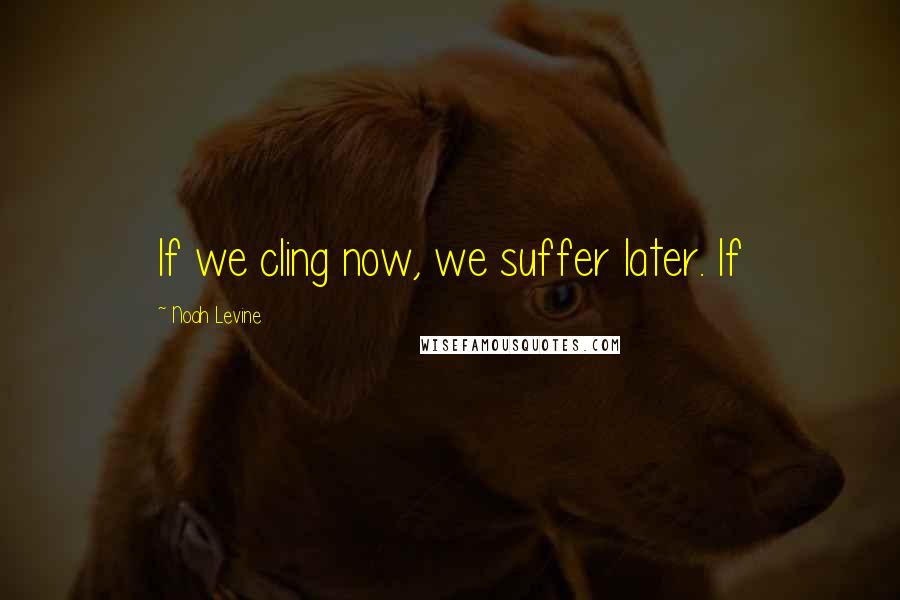 Noah Levine Quotes: If we cling now, we suffer later. If