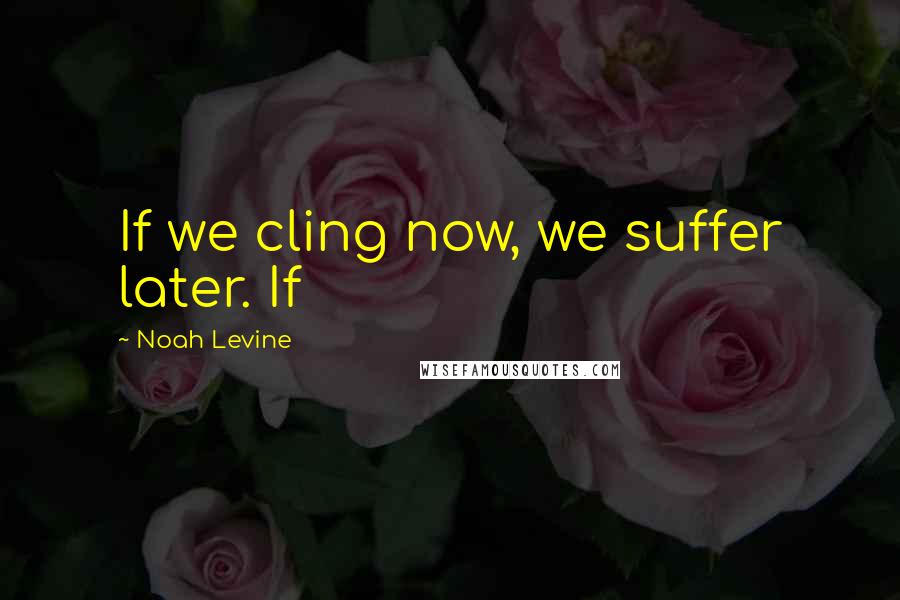 Noah Levine Quotes: If we cling now, we suffer later. If
