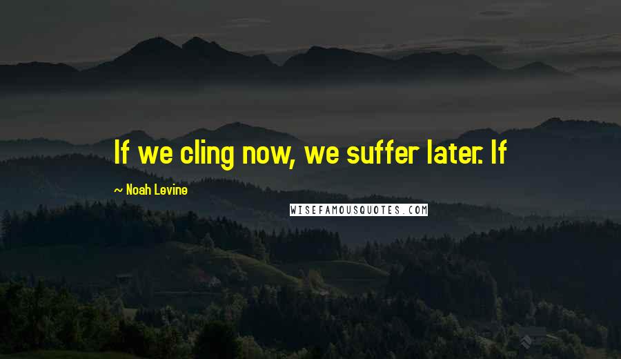 Noah Levine Quotes: If we cling now, we suffer later. If