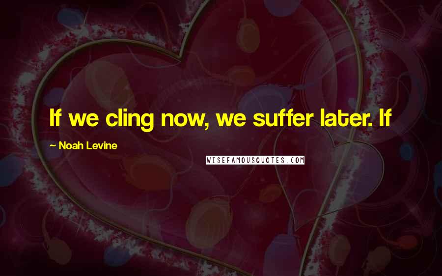 Noah Levine Quotes: If we cling now, we suffer later. If