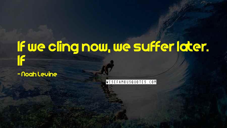 Noah Levine Quotes: If we cling now, we suffer later. If