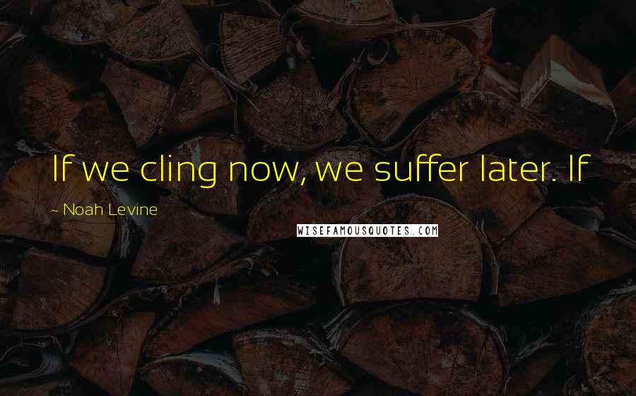 Noah Levine Quotes: If we cling now, we suffer later. If