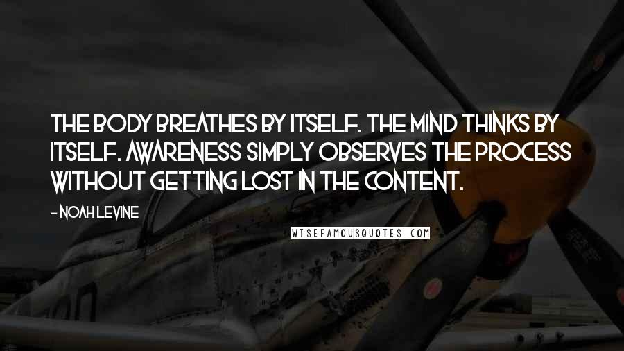 Noah Levine Quotes: The body breathes by itself. The mind thinks by itself. Awareness simply observes the process without getting lost in the content.
