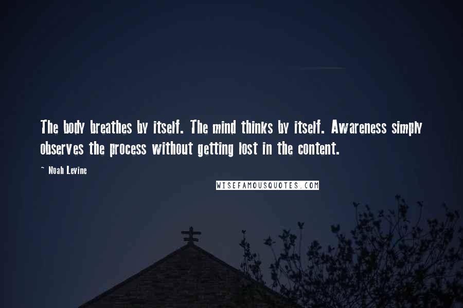 Noah Levine Quotes: The body breathes by itself. The mind thinks by itself. Awareness simply observes the process without getting lost in the content.