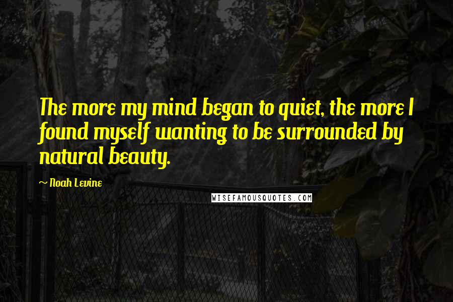 Noah Levine Quotes: The more my mind began to quiet, the more I found myself wanting to be surrounded by natural beauty.