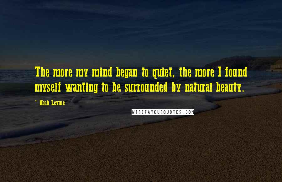 Noah Levine Quotes: The more my mind began to quiet, the more I found myself wanting to be surrounded by natural beauty.
